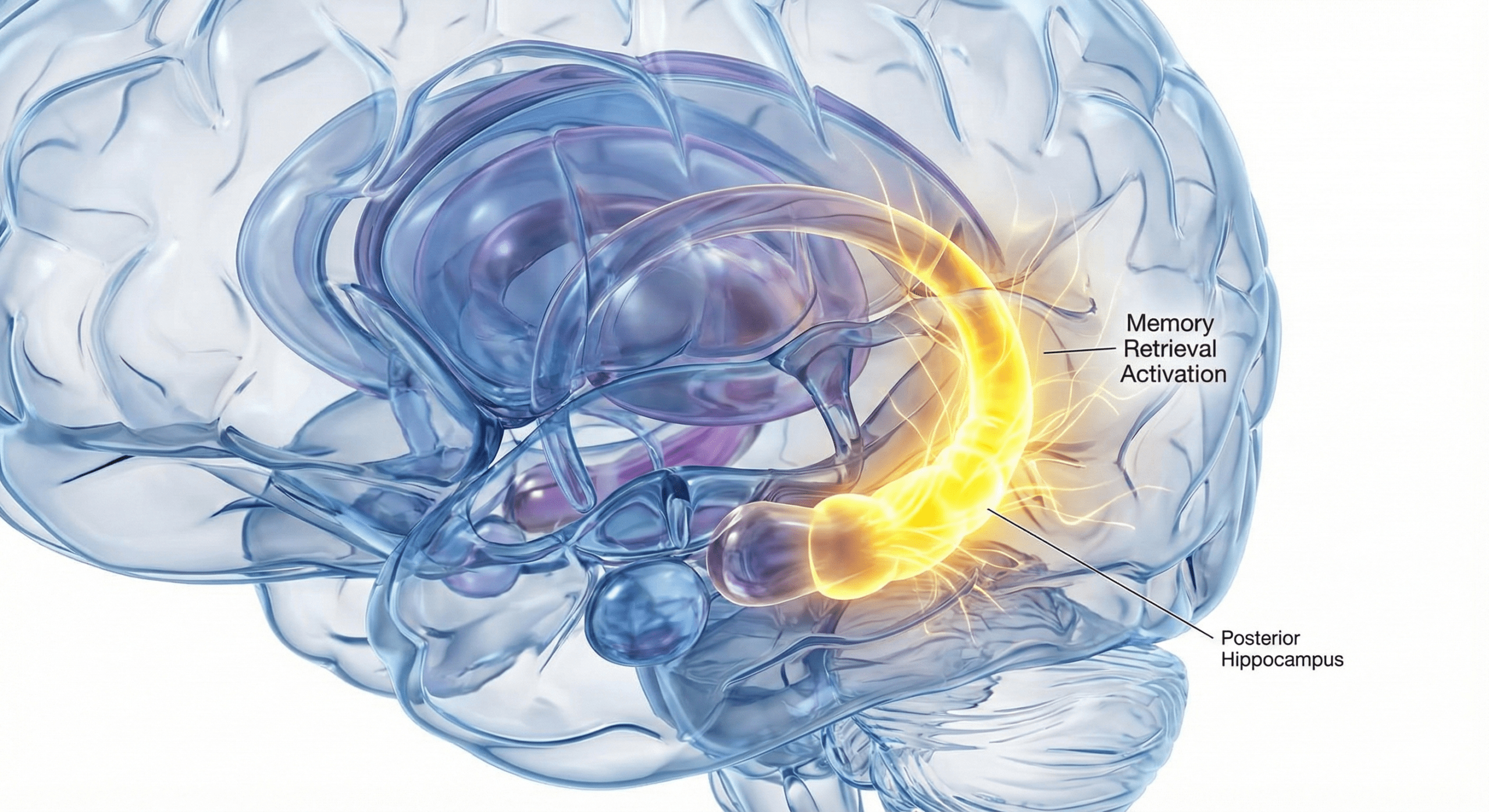 Brain diagram showing the Posterior Hippocampus and its role in encoding positive relationship memories.
